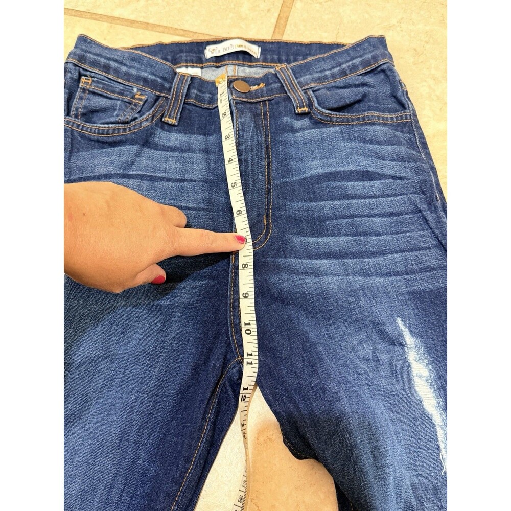 Lil Bee's Bohemian Distressed Bell Bottom Flare Jeans Size 7 High Rise USA Made - Picture 2 of 8